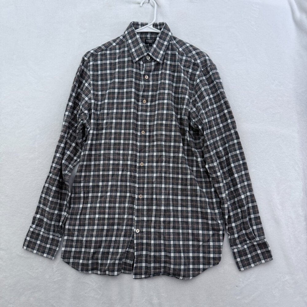 Faherty Flannel Shirt Mens M Gray Plaid Casual Button Up